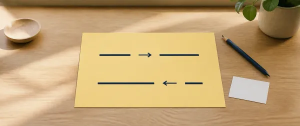 Lernblatt mit Pfeilen als Symbol für trennbare Verben